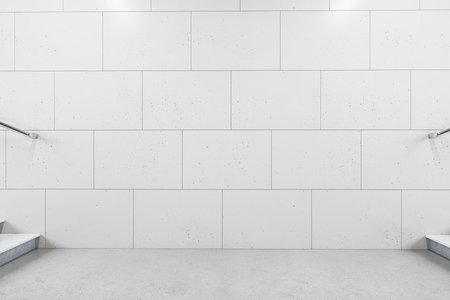 Modern subway station with blank wall and staircase. Underground and urban concept. 3D Renderingの写真素材