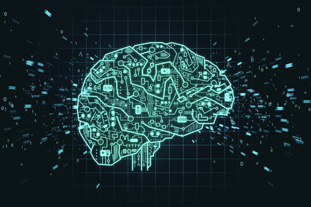 Circuit AI brain on digital connection background. Artificial intelligence and innovate concept. 3D...