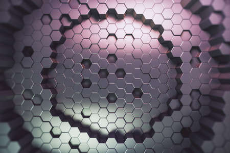 Abstract art background with hologram color polygonal honey combs. 3D rendering