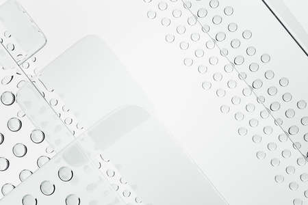 Abstract geometrical glass background with rounded squares. 3D rendering