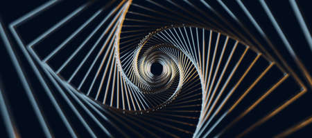 Dark abstract wallpaper with metal spokes spiral. 3D renderingの写真素材