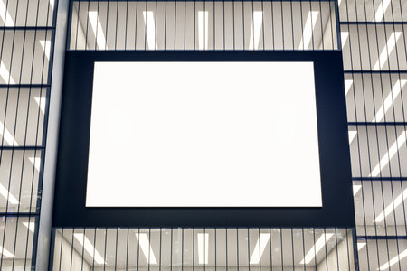 Blank white billboard in black frame on modern building wall. 3D rendering, mockup