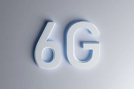 Future technology concept with 6G symbol on light background. 3D rendering