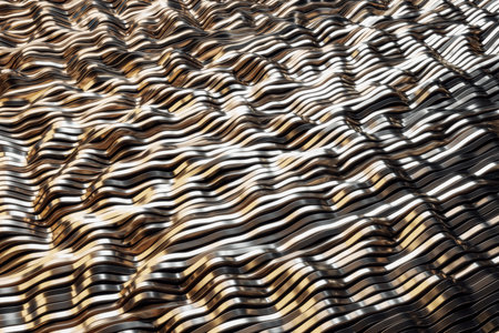Goden gradient wavy patterns, wallpaper design and backgrounds concept, 3d renderingの写真素材