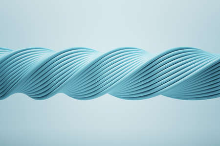 Light blue spiral pattern made of multiple wires on a light blue background, wallpaper and background presentation design concept, 3d renderingの写真素材