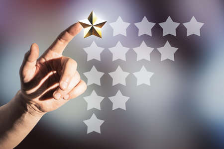 Abstract poor customer feedback on blurry background. Ranking concept