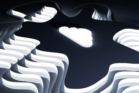Creative 3d rendering cloud illustrarion on dark background. Design concept