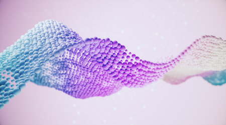 Creative pink bubble wave on light backdrop. Landing page concept. 3D Rendering