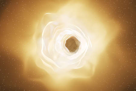 Abstract brown cosmic hole on blurry background. Space and abstraction concept. 3D Rendering