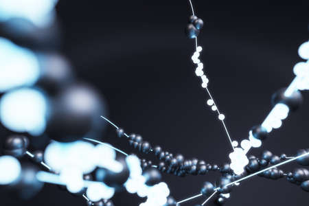 Creative black background with digital cirlces. Decor and landing page concept. 3D Renderingの写真素材