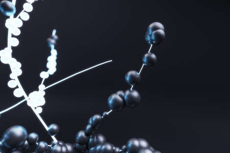 Creative black backdrop with digital cirlces. Decor and landing page concept. 3D Renderingの写真素材