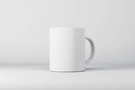 Empty white mug or cup on light background with mock up place for your advertisement. 3D Renderingの写真素材