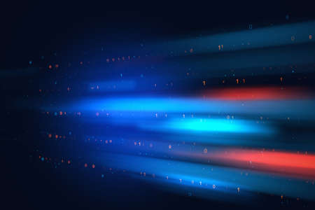 Creative blue background with binary code. Technology and coding concept. 3D Rendering