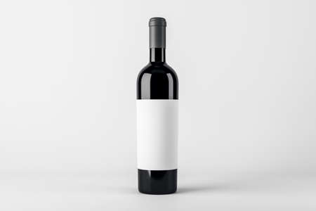 Blank wine botte with mock up place on white background. Product, alcohol, beverage and advertisement concept. 3D Renderingの写真素材