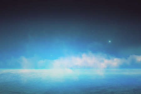 Abstract backdrop with concrete ground and foggy clouds and mock up place. Landing page conceptの写真素材