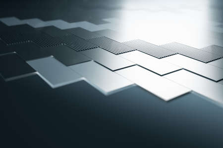 Abstract minimalistic mosaic background with blurry gray mock up place. design concept. 3D Rendering