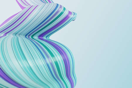 Abstract blue linear cloth pattern on light background with mock up place. Design and texture concepts. 3D Renderingの写真素材