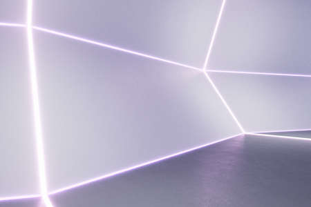 Modern white futuristic corridor with lights. spaceship concept. 3D Renderingの写真素材