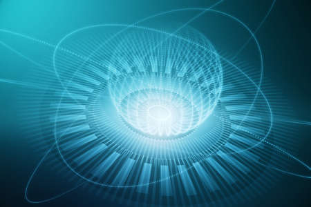 Abstract digital blue sphere backdrop. Metaverse and future concept. 3D Rendering