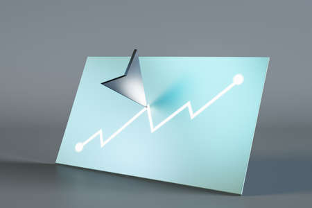 Abstract blue digital chart with cursor arrow on dark backdrop. Finance, market and stock concept....