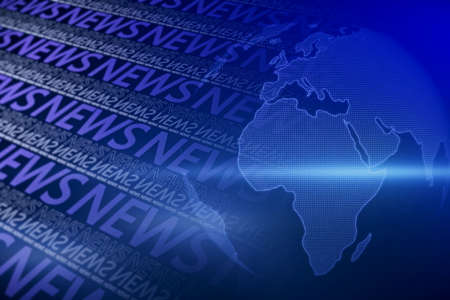 Creative blue breaking news pattern background with globe. Headline, communication and global world concept. 3D Renderingの写真素材