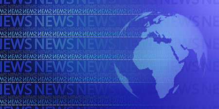 Creative glowing blue breaking news pattern background with globe. Headline, communication and global world concept. 3D Renderingの写真素材