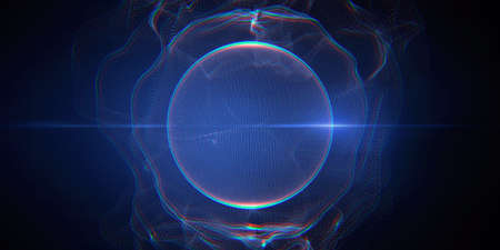 Creative 3d rendering sphere made of neon dots. global network connection. Globe Grid. worldwide...