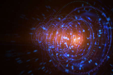 Creative digital circle dark space black hole wallpaper. 3D Rendering