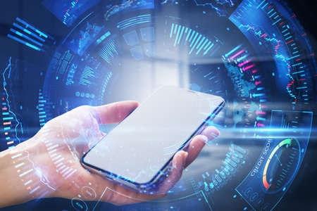 Investment, forex trading and currency exchange concept with modern smartphone in man hand and...