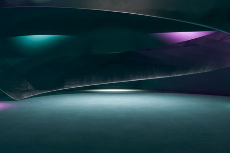 Modern or futuristic abstract gray interior with mock up place. 3D Renderingの写真素材