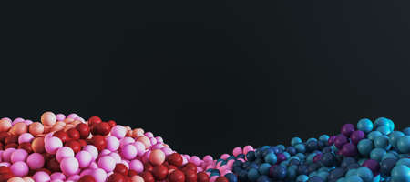 Abstract wide colorful bubbles on black background with mock up place for text and advertisement....
