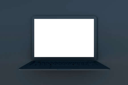 Abstract image of seamless black laptop with white screen background. Design and device concept....