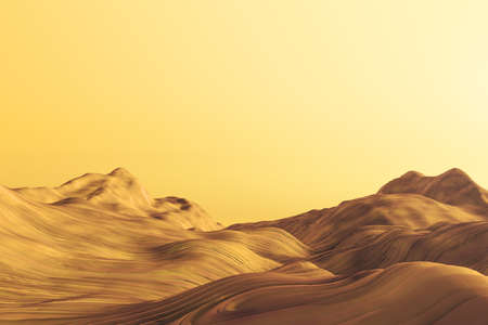 Abstract sand landscape wallpaper with mock up place. Nature concept and 3D Renderingの写真素材