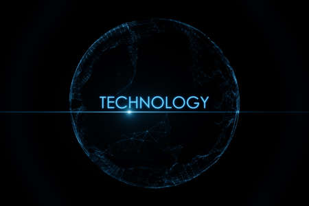Creative round polygonal technology background. Geometry, big data and tech concept. 3D Renderingの写真素材