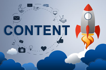 Creative rocket ship sketch on gray background. Content launch and spaceship concept. 3D Renderingの写真素材