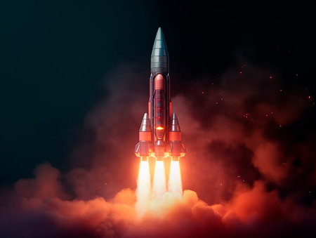 Rocket launch into space. Generative AIの素材
