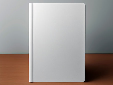Blank book on the wooden table. Generative AIの素材