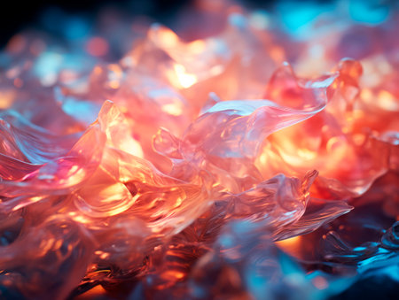 abstract background of colored crumpled plastic film, selective focus. Generative AIの素材