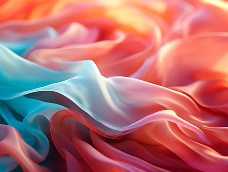 abstract background of colorful silk or satin twirling in the wind. Generative AIの素材