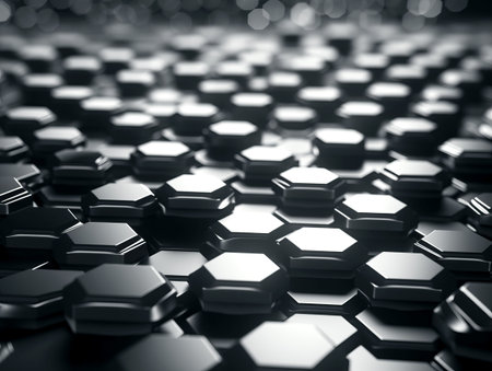 Abstract industrial background with hexagons. Generative AIの素材