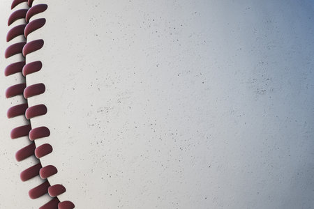 Close up of white cricket ball texture with mock up place. Ball with stitches backdrop. 3D Renderingの写真素材