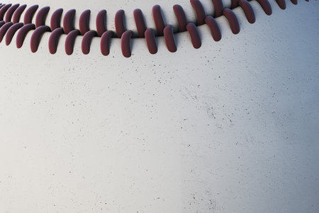 Close up of white cricket ball texture with mock up place. Ball with stitches wallpaper. 3D Renderingの写真素材