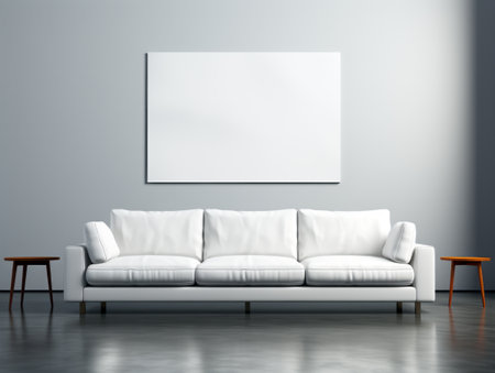 Modern bright interiors apartment with mockup poster frame. Generative AIの素材