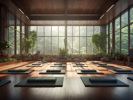 modern yoga room. Generative AIの素材