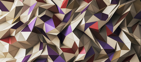Creative wide golden geometric background. Landing page concept. 3D Rendering