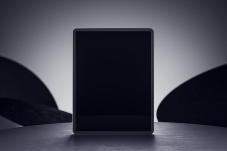 Empty digital pad on abstract background with mock up place for your product advertisement. Presentation concept. 3D Renderingの写真素材