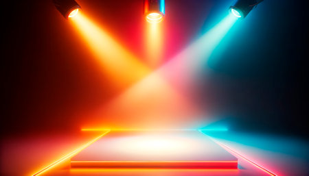 Colorful stage lights. Generative AIの素材