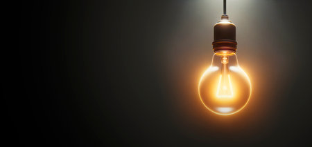 Idea concept with light bulb on dark background, mockup. Generative AIの素材