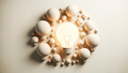 Idea concept with light bulb on white background. Generative AIの素材