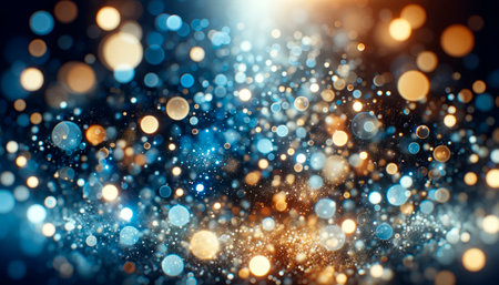 Radiant blue bokeh lights on dark abstract background. Holiday vibrancy concept. Generative AIの素材